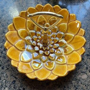 VTG Royal Haeger Pottery Floral Candy Trinket Tray w/ Handle  879-H